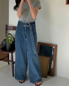 韩国代购东大门女装2024年春季新款DARIMI时尚宽腿喇叭个性牛仔裤