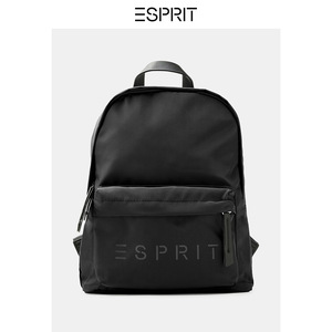 ESPRIT 秋冬品牌logo拉链休闲旅行简约双肩背包，黑色