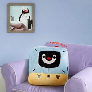 富山商店 x Pingu 企鹅家族 电视机创意可爱可拆卸毛绒沙发抱枕