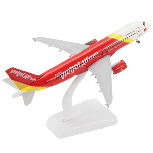 仿真飞机模型空客A320越南越捷航空客机礼品摆件带轮合金航模20cm