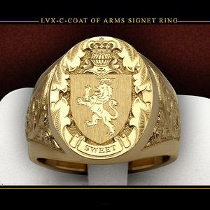 kaivy爆款皇冠狮子盾牌徽章戒指 欧美18k黄金色皇家印章男戒