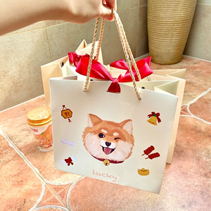 可爱柴犬福袋兔子圣诞礼品袋礼物包装袋手提袋小礼品森系礼物袋子