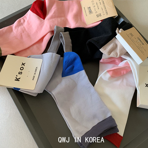 韩国进口时髦洋气拼色丝袜女袜春夏轻薄凉快中筒袜运动袜学生袜子