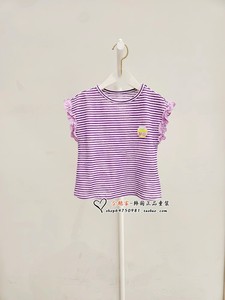 特Tiffany韩国童装代购2023年夏款女童条纹短袖T恤KKT030 110-165