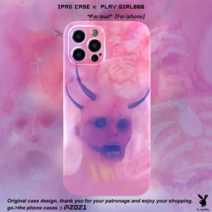 PlayGirl原创暗黑撒旦骚粉油画艺术手机壳适用于苹果iphone13安卓