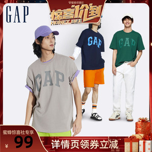 【惊喜"价"到】Gap男装2024新款撞色LOGO纯棉短袖T恤465796