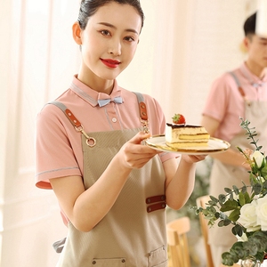 餐饮服务员工作服短袖男女夏季奶茶快餐甜点店西餐厅T恤时尚定制