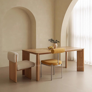 北欧日式餐桌橡木樱桃木实木长方形奶油风书桌办公桌大饭桌写字台