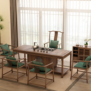 新中式茶桌椅组合套装茶盘一体茶台湿泡功夫茶桌茶室家具茶几实木