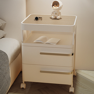 小型床头柜简约现代抽屉式收纳柜子奶油风创意多功能床边储物柜