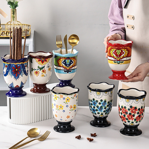 外贸出口陶瓷筷子笼家用高端厨房沥水筷子筒新款刀叉收纳盒置物架
