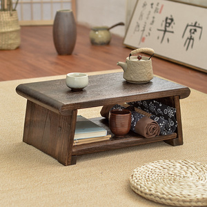 飘窗小桌子茶几实木炕几新中式可折叠矮桌地桌阳台榻榻米禅意茶桌