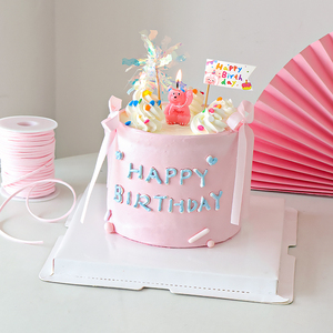 生日蛋糕装饰小熊蜡烛摆件粉色happy插件纸杯甜品烘焙牙签小插旗