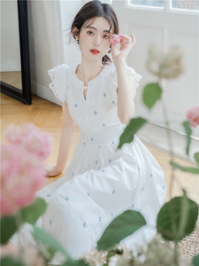 新中式改良旗袍俏皮可爱初恋小白裙夏季新款绝美少女白色连衣裙