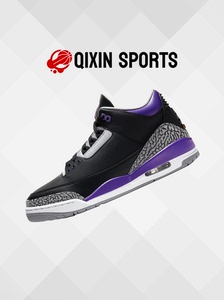 耐克Air Jordan 3 AJ3黑紫色爆裂纹复古休闲运动篮球鞋CT8532-050