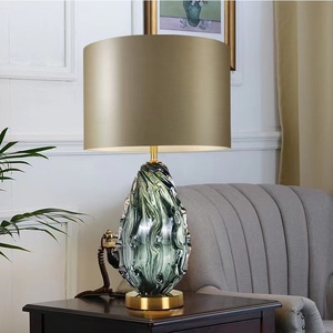 现代美式简约灰绿琉璃别墅客厅时尚创意台灯设计师样板房酒店灯具