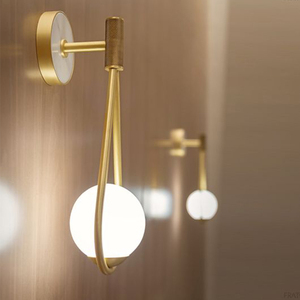 北欧个性创意客厅金属壁灯时尚现代美式简约样板卧室床头玻璃灯具