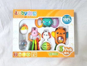 Auby澳贝463124幼儿摇铃5件套婴儿磨牙咬胶宝宝启蒙安全儿童玩具