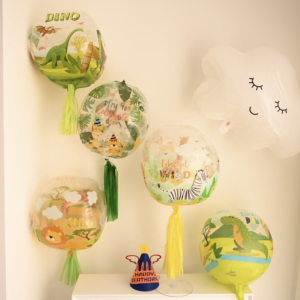 ins韩国4D立体卡通动物波波球生日派对布置飘空装饰印花气球男孩