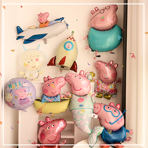 儿童女宝宝小猪佩奇铝膜气球周岁生日装饰场景男孩派对气球背景墙