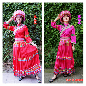 新款绣花民族服装松紧腰 傈僳族女款套装 普米族舞蹈服饰 舞台装