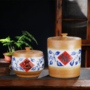 景德镇陶瓷米缸复古带盖家用10斤20斤装米桶防虫防潮密封面缸手绘
