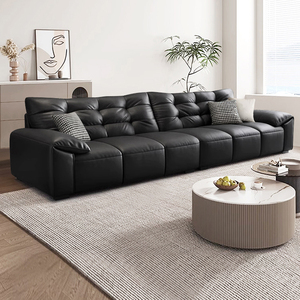现代简约皮艺沙发大小户型客厅家用沙发意式极简大黑熊真皮沙发