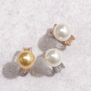 珍珠戒指女时尚个性网红18K玫瑰金韩国东大门夸张大食指指环饰品