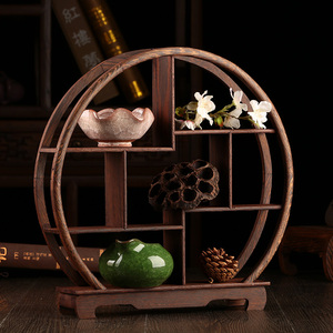 红木小博古架装饰品 鸡翅木质展示架 茶具摆件实木底座创意工艺品