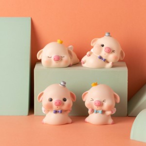 日式可爱4只小猪猪宝宝小公仔创意迷你仿真小动物摆件生日礼物