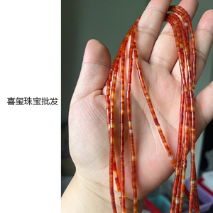 2*4mm天然红玛瑙小圆管珠38厘米DIY手链项链流苏耳环饰品配件材料