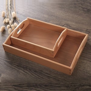 榉木托盘木质把手茶盘木水果盘长方形日式茶托创意功夫茶道茶具
