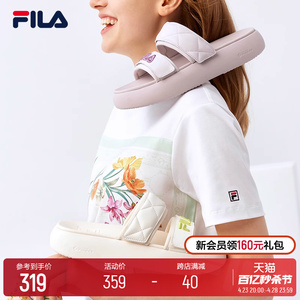 FILA 斐乐官方女鞋运动拖鞋沙滩鞋夏凉拖魔术贴休闲鞋DONUT甜甜圈