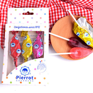 法国进口Pierrot安德鲁倍乐果棒棒糖3支装柠檬樱桃树莓味 零食