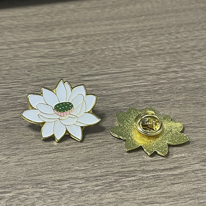 白莲花徽章胸针胸徽配饰蓝莲花胸牌寺庙荷花金属胸章纪念章定制