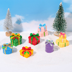 DIY仿真圣诞节树脂礼盒微景观彩色礼盒装饰品摆件手工饰品娃娃屋
