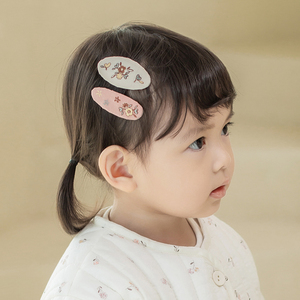 F460韩国进口女宝宝绣花发夹公主安全平夹汗毛边夹发卡婴儿童头饰