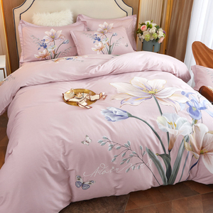 中式中国风全棉时尚大版花卉四件套100纯棉床单被套床上用品套件4