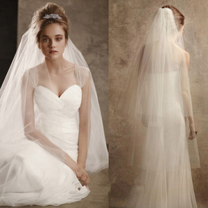 简约韩式短款双层婚礼旅拍头纱新娘结婚遮面带发梳素纱拍照道具