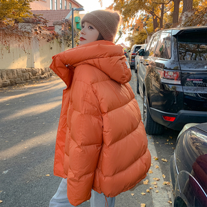 橘色羽绒服女冬季2023欧货爆款大牌高端小个子短款面包服保暖外套