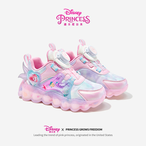 迪士尼女童运动鞋2024春秋小公主新款软底鞋子儿童带翅膀老爹鞋