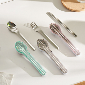 刀叉套装不锈钢西餐餐具收纳盒便携式筷子勺子叉子套装户外餐具