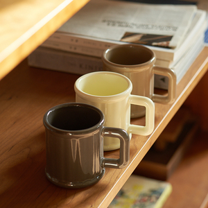 肆月 北欧ins杯子条纹简约马克杯家用大容量陶瓷杯高颜值水杯茶杯