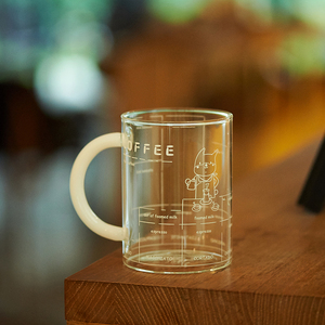 肆月自制 日式咖啡玻璃杯带把手透明水杯家用牛奶杯子茶杯ins风女