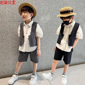 男童西装马甲套装洋气夏季韩版帅气花童小礼服儿童六一演出服