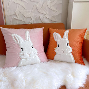 粉色兔子毛绒抱枕ins风沙发客厅飘窗靠枕可爱少女心女生睡觉靠垫