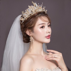皇冠头饰新娘2024新款森系超仙结婚仙美王冠公主大气头纱婚纱白纱
