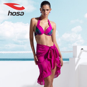 hosa浩沙泳衣女款钢托聚拢性感比基尼分体三件套装沙滩游泳衣