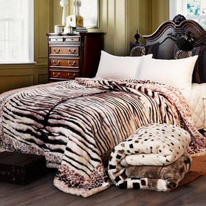 超柔保暖拉舍尔加厚豹纹毛毯双层时尚盖毯1米8床毯子双人床盖被子