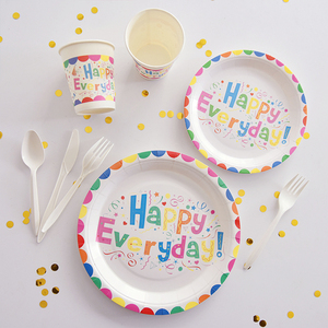 纸盘一次性生日布置甜品台摆件派对餐具蛋糕碟子野餐盘装饰布置